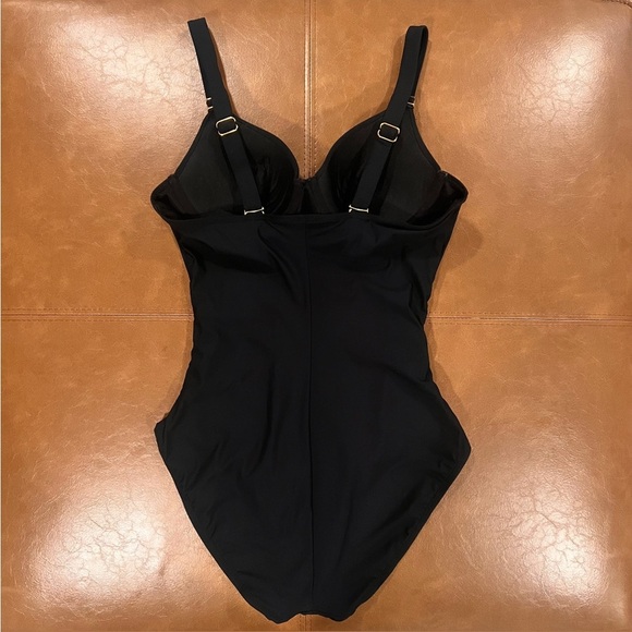 SPANX Black Let's Go Slimming Riveting Ruched One Piece Swimsuit Size 10 B/C - Picture 7 of 12